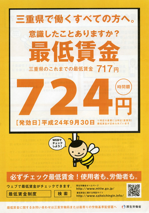 最低賃金改正のご案内