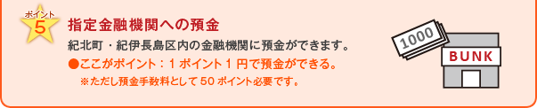 ポイント5　指定金融機関への預金